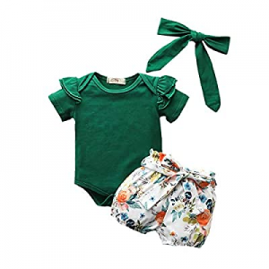 Baby Girl Clothes Kids Outfits Ruffle Romper Floral Pants Bowknot Baby Girls' Clothing Set now 51...