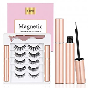 Magnetic Eyelashes with Eyeliner, B-COMB Magnetic Eyelashes and Eyeliner Kit, 5 Pairs Upgraded Reusa