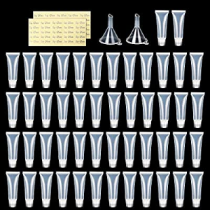LotFancy 50 Pcs 10ml Empty Lip Gloss Tubes, Refillable Tubes for DIY Lip Gloss Balm, Clear Soft Lip