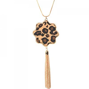 One Day Only！70.0% off TOPIA STAR Long Necklaces for Women Statement Leopard Snakeskin Fur Pattern..