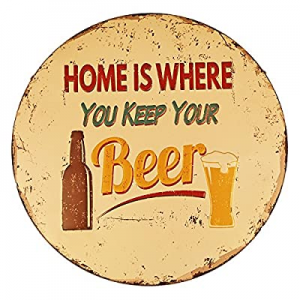 50.0% off NEW DECO Beer Tin Sign Home is Where You Keep Your Beer Vintage Funny Rustic Metal Tin S..