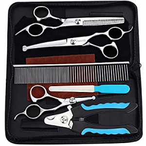 Freewindo Dog Grooming Scissors Kit now 50.0% off , Safety Round Tip, Heavy Duty Stainless Steel D..