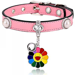 Freewindo Cat Collar with Bell and Pendant now 55.0% off , Soft PU Leather Adjustable Small Dog Co..