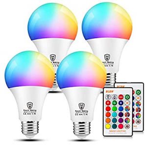 LED RGB Color Changing Light Bulbs with Remote now 40.0% off , 6000K Dimmable E26 Screw Base, 40 W..