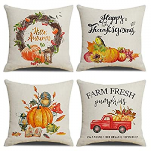 40.0% off KACOPOL Fall Decorative Pillow Covers Farm Fresh Pumpkin Truck Hello Autumn Watercolor P..