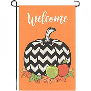 Mogarden Fall Pumpkin Garden Flag Chevron now 20.0% off , Double Sided, 12.5 x 18 Inches, Thick We..