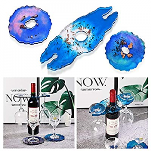 Resin Coaster Molds now 35.0% off , WEST BAY 3Pcs Wine Glass Holder Resin Silicone Molds w/ 12 Pac..