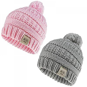 One Day Only！50.0% off Beanies Hats Baby Girls Boy with Pom Poms Warm Cable Knit Hat for Toddler K..
