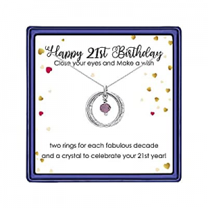 One Day Only！70.0% off IEFLIFE 21st Birthday Gifts for Her - Sliver Plated Interlocking Circles Ne..