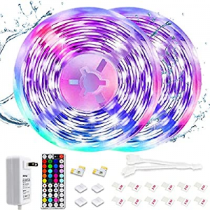 One Day Only！Led Strip Lights Waterproof 32.8ft 10m Flexible Color Change RGB SMD 5050 with 44-Key..