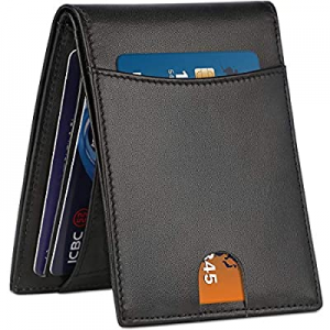Mens Wallet Slim Minimalist RFID Genuine Leather Front Pocket Bifold Wallet now 40.0% off 