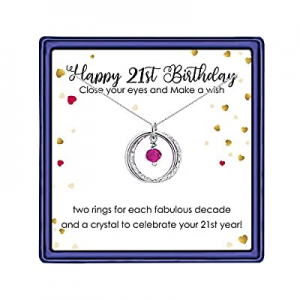 70.0% off IEFLIFE 21st Birthday Gifts for Her - Sliver Plated Interlocking Circles Necklace 21st B..