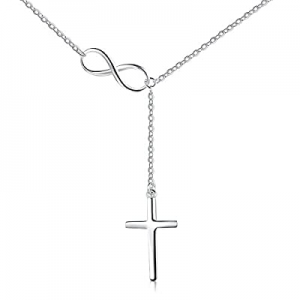 S925 Sterling Silver Infinity Cross Pendant Y Lariat Necklace for Women Birthday Gift now 30.0% of..