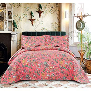 3 Piece Floral Summer Quilts Twin Size for Girls now 60.0% off ,Lightweight Bedspread Blossom Cove..