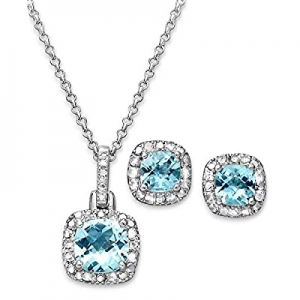 65.0% off Jane Stone 925 Sterling Silver Necklace Earrings Jewelry Set Cubic Zirconia Wedding Acce..