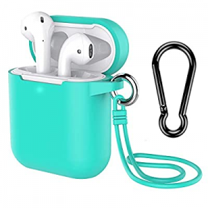 AirPods Case with Keychain, Coffea Silicone Protective Cover Skin with Stap for AirPods Charging Cas