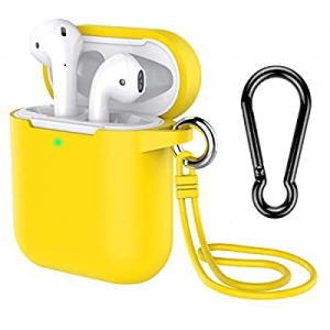 AirPods Case with Keychain, Coffea Silicone Protective Cover Skin with Stap for AirPods Charging Cas