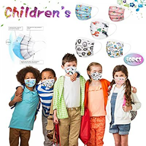 50 Qty Face Bandanas for Kids - 3Ply with Cute Print now 80.0% off , Comfy Dust-Proof, Ear Loop, F..