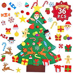 Max Fun 37 x 27 Inch Children's Felt Christmas Tree Set 3.2ft with 36PCS Ornaments DIY Home Decora..