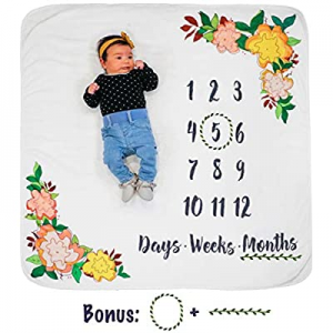 One Day Only！Growing Gifts Baby Milestone Blanket and Newborn Photo Prop (Large) Soft now 50.0% of..