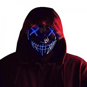 Halloween LED Purge Mask for Men Women Kids now 20.0% off , Scary Cosplay Light up Face Mask for F..