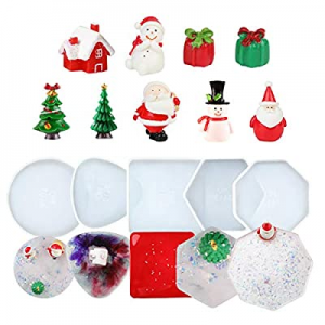 One Day Only！DIY Coaster Silicone Mold now 15.0% off , Dorakitten 5 PCS Epoxy Resin Molds Coaster ..