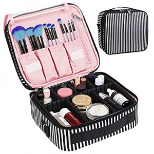 CREATIVE DESIGN Large Makeup Bag now 30.0% off , 3 Layers Travel Makeup Organizer Cosmetic Bag Por..