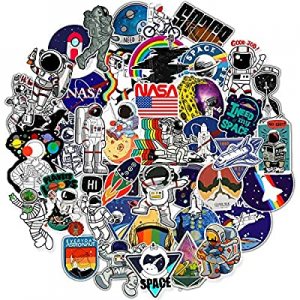 WHLIHUSU Laptop Stickers, 50pcs Space Explorer Decals for Water Bottle Luggage Waterproof Vinyl Skat