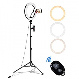 Ring Light with Tripod Stand, Oternal 10 Inches LED Ring Light for Phone, 3 Light Modes, 10 Brightne