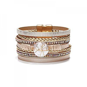 20.0% off Fesciory Leopard Bracelet for Women Multi-Layer Leather Wrap Bracelet Handmade Wristband..