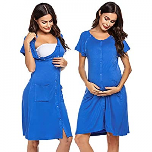 30.0% off Ekouaer 3 in 1 Nursing Dress Maternity Nightgown Labor/Delivery Breastfeeding Birthing G..