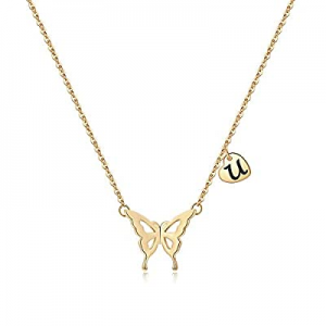 One Day Only！Iefil Initial Butterfly Necklace for Women now 60.0% off , 14k Gold Filled Letter Ini..