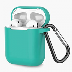 Coffea Protective Silicone Case with Keychain for Apple AirPods 1 & 2 (Front LED Not Visible) (Turqu