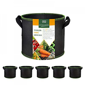 OGI 5-Pack 3 Gallon Plant Grow Bags now 50.0% off , Aeration Fabric Pots with Handles, Heavy Duty ..
