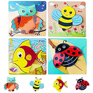 PETITOY Wooden Puzzles for Toddlers now 40.0% off , Animal Jigsaw Puzzles Early Educational Toys B..