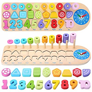 40.0% off Wooden Number Puzzle Sorting Montessori Toys for Toddlers - Shape Sorter Game for age 3 ..