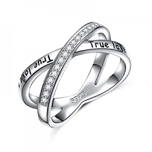 One Day Only！S925 Sterling Silver True Love Waits Infinity Criss Cross Rings for Women Lady now 45..