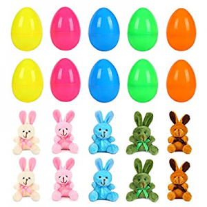 10 Pack Easter Eggs Filled with Plush Bunny now 50.0% off , Easter Basket Stuffers, Surprise Easte..
