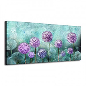 65.0% off BYXART Canvas Wall Art Abstract Dandelion Picture for Living Room Decor Blossom Purple F..