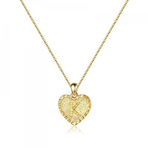 One Day Only！IEFSHINY Heart Initial Necklace for Women - 14K Gold Filled Dainty Heart Pendant Init..