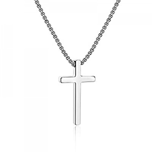 One Day Only！IEFSHINY Cross Necklace for Men now 58.0% off , Stainless Steel Cross Pendant Necklac..