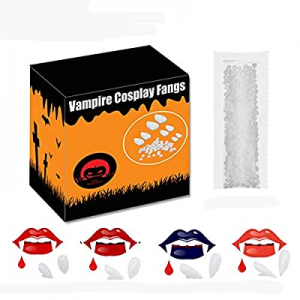 One Day Only！Vampire Teeth Fangs with Adhesive now 60.0% off ,4 Size Werewolf Sharp Fox Horror Poi..