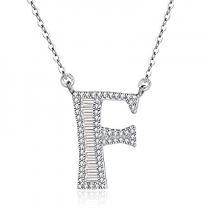 One Day Only！925 Real Silver Initial Letter Necklace with Preciosa Crystals now 40.0% off , 18k Wh..
