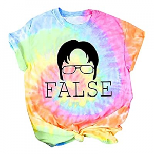 One Day Only！Women Teen Girls False Funny Graphic T Shirt Tie Dye Cute Summer Tees now 40.0% off 