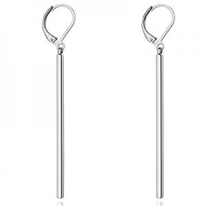 50.0% off 18K Gold/Silver Simple Bar Dangle Earrings for Women Vertical Dainty Drop Earrings for G..