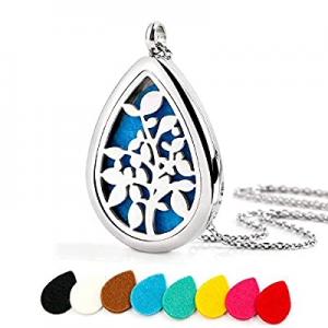 One Day Only！Somora Aromatherapy Essential Oil Diffuser Necklace Locket Pendant Stainless Steel Pe..
