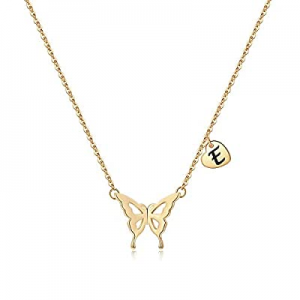 Iefil Initial Butterfly Necklace for Women now 50.0% off , 14k Gold Filled Letter Initial Butterfl..