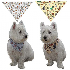 One Day Only！CHUWPI Halloween Bandana for Fashionable Dogs and Cats now 55.0% off , 2-Pack, Triang..