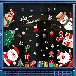 One Day Only！26.0% off SUNBABY 296PCS Christmas Window Stickers Xmas Wall Decals Snowflake Window ..