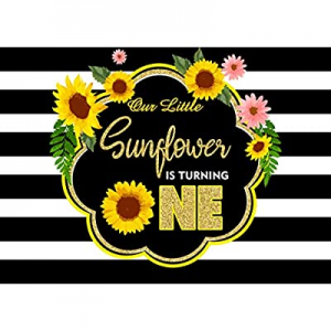 One Day Only！15.0% off FHZON 7x5ft Sunflowers Backdrop Black and White Stripes Photography Backgro..